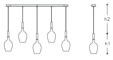 Suspension Luminaire Rosè 3050/LS5 - Incanto Italamp - Dimensions